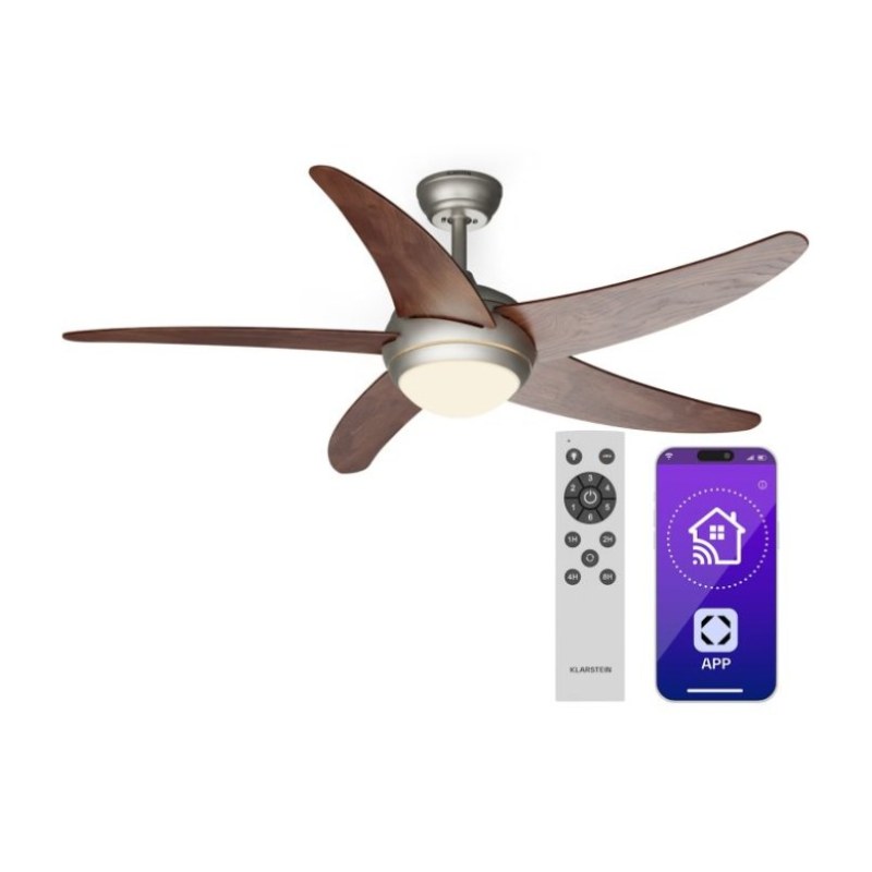 Bolero 2-in-1 Deckenventilator 132 cm Leuchte 55 W Fernbedienung App-Steuerung 2 Laufrichtungen