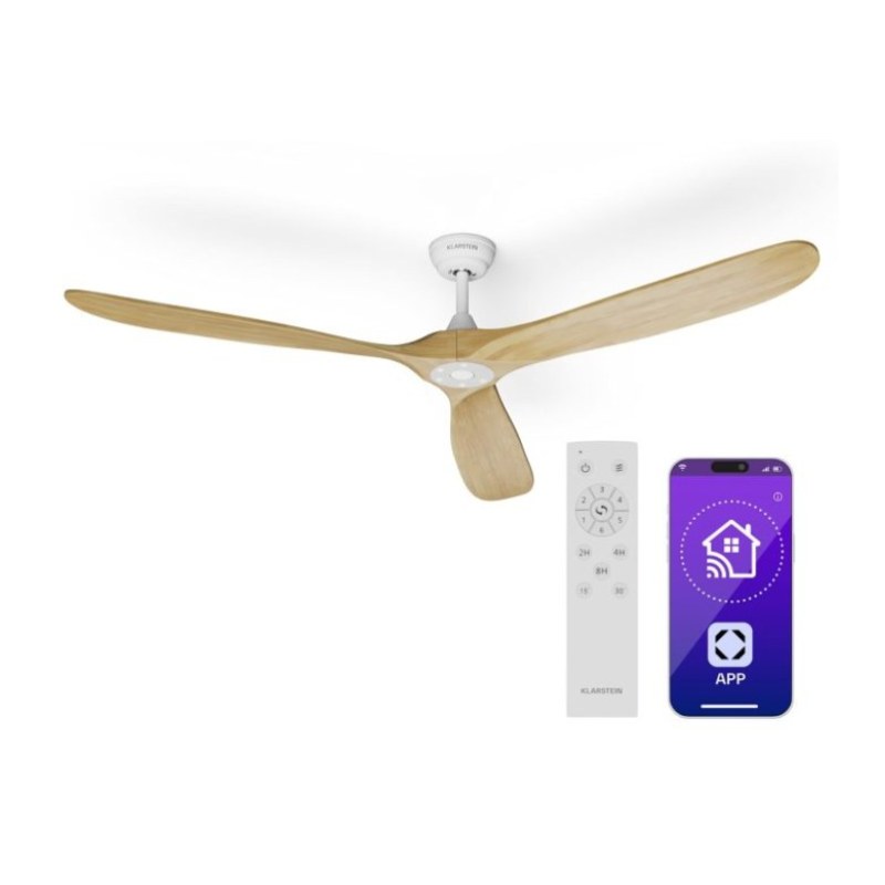 Bahama Breeze Smart Ventilatore da soffitto | Pale del rotore in legno massello | Telecomando + controllo tramite app